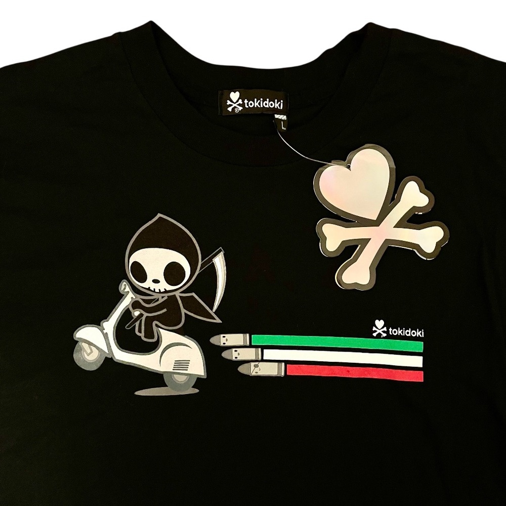Tokidoki Adios on Scooter Bullets Italy Flag Colors T-Shirt Men’s Large Tee NWT - Picture 2 of 4